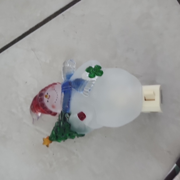 Christmas shower curtain, hooks, and night light - Picture 2 of 3